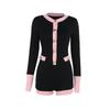 Autumn 2024 Women's French-Style Slim Fit Knitted Contrast Color Long Sleeve Jumpsuit
