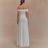 Women's new fashion hollow pleated shoulder dress slim streamer sexy European and American style hip skirt