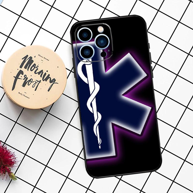 Emergency Medical Star of Life Case For iPhone 16 15 14 11 12 13 Pro Max Mini X XR XS Max 7 8 16 15 Plus Cover Funda