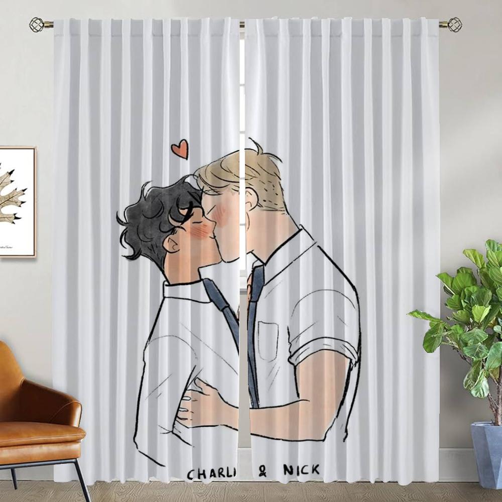 Heartstopper Curtains Child Room Window Curtain for Room 2 Panel Tulle for Bedroom Home Interior Curtains Halloween Decoration