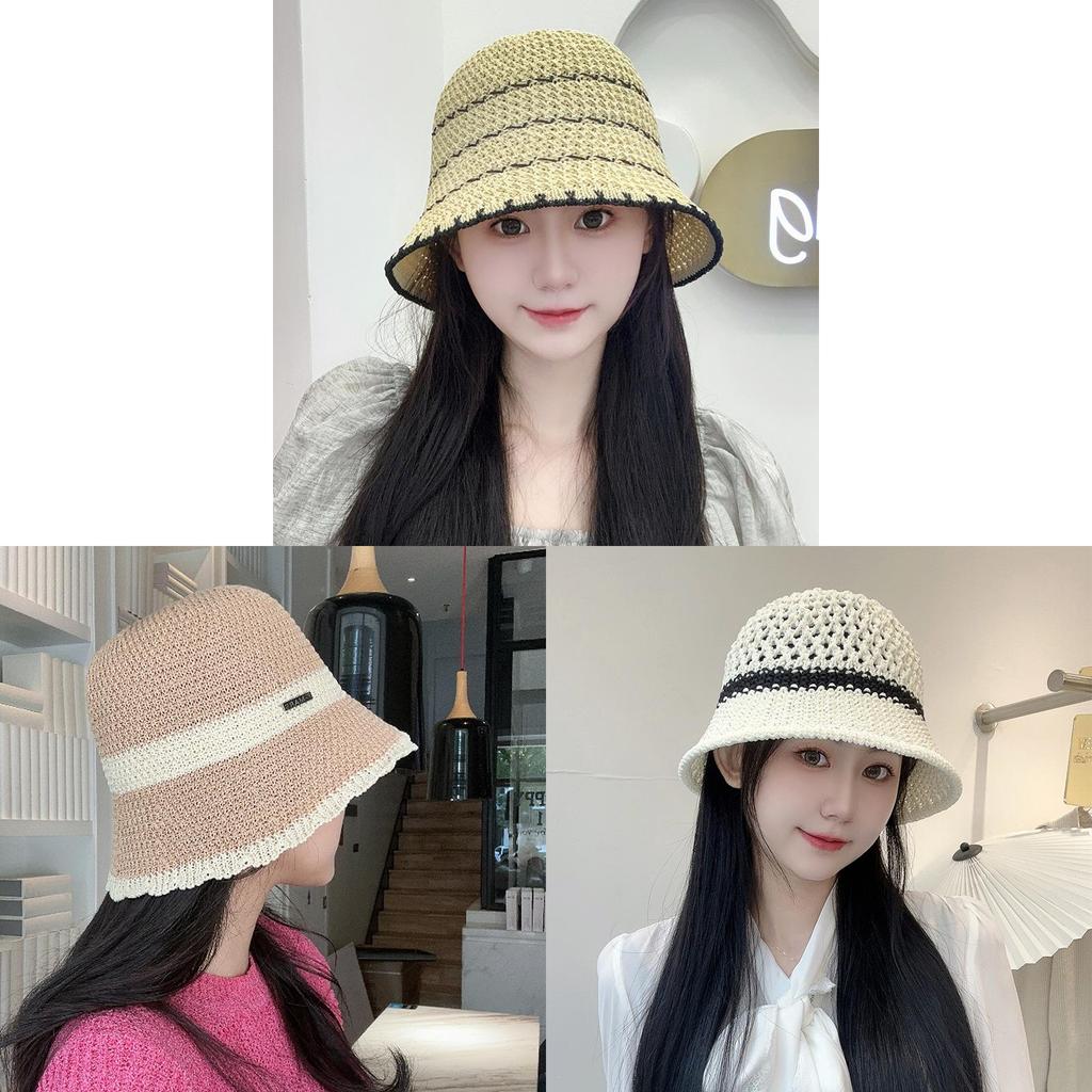 Summer Breathable Straw Hat With Wide Brim And Mesh Design For Beach And Sun Protection