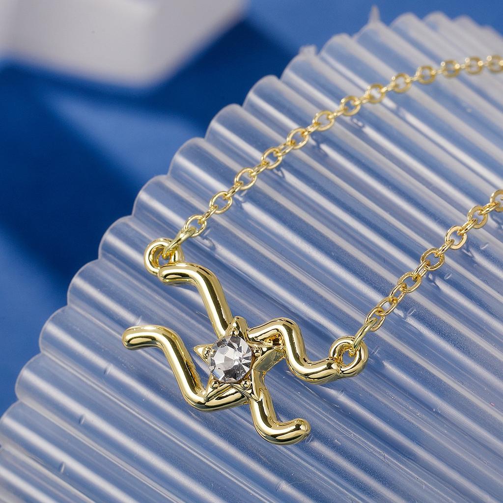 Necklace for Women Constellation Necklace Women 12 Constellations Jewelry Diamond Brown Card Rhinestone Collarbone Chain Elegant Necklace