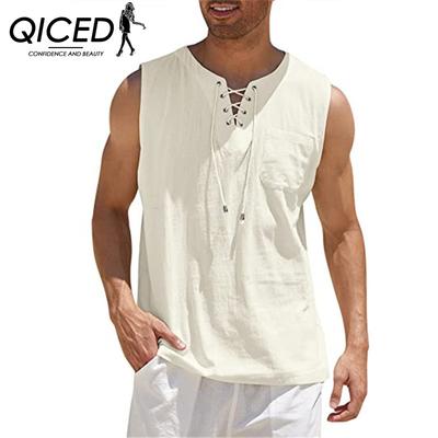 Haut Sans Manches Col Montant à Nouer Pull Homme Doublure