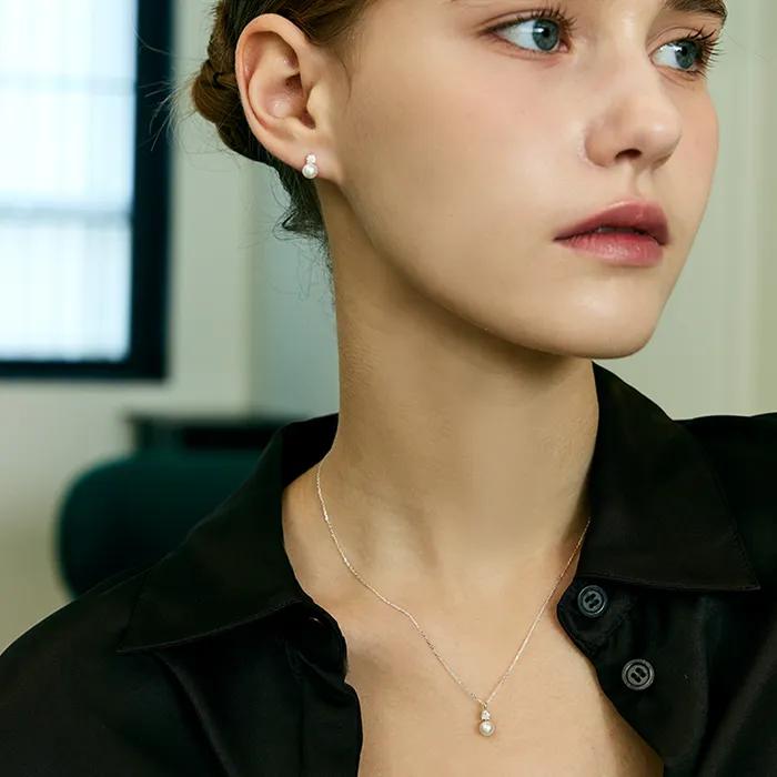 [Silver925][Moissanite] Moissanite pearl necklace