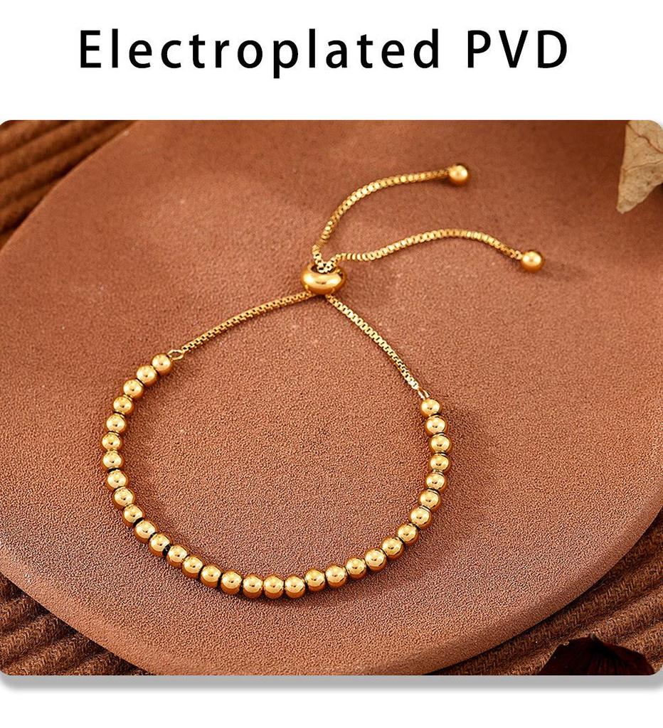 Qiong Yao Luxurious 4mm Stainless Steel Bead Bracelet for Women – Versatile and Elegant Design