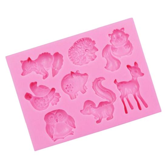 Owl Squirrel Deer Silicone Cake Mold Fondant Candy Chocolate DIY Baking Tool