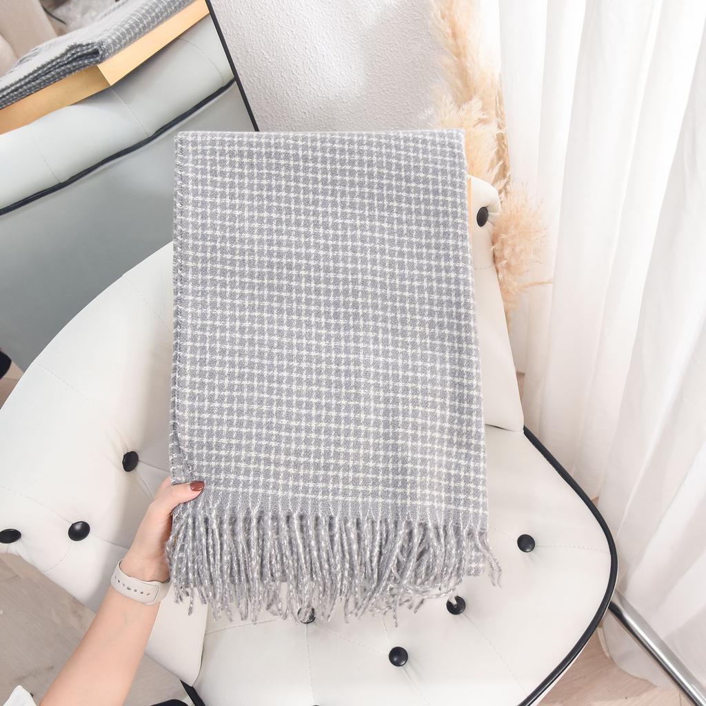 Imitation cashmere scarf women's high-end plaid scarf fashion temperament autumn and winter thickened warm outer shawl