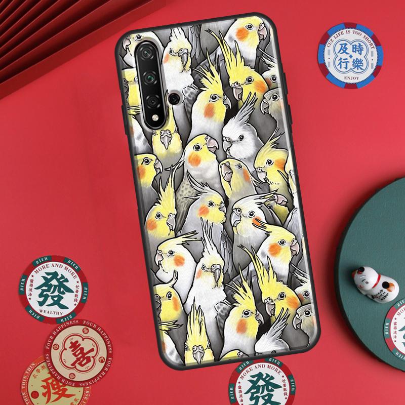 

Cartoon Cockatiel Collage For Huawei P20 P30 P40 Lite P60 Pro Nova 12i 11i 8i 12s 9 10 SE Y90 Y60 Y70 Y72 Y61 Y91 Case Huawei P20 Lite