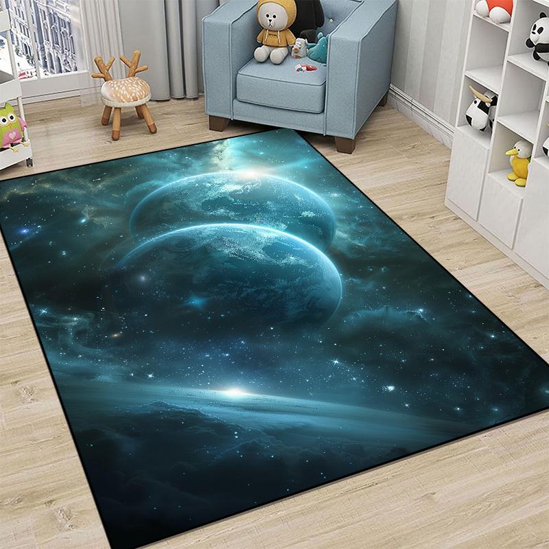 Children Bedroom Decoration Carpet Outer Space Pattern Abstract Carpets Living Room Sofa Area Rug Child Bedside Non-slip Mat