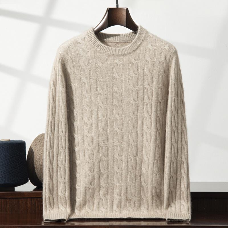 

Men s Heavyweight Cable Knit Cashmere Sweater: Soft, Skin-Friendly, and Versatile for Autumn and Winter. Medium