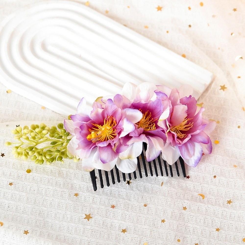 Simulated Flower Flower Hair Comb Multicolor Hair Accessories  Water Splashing Festival