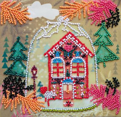 Mini Kit for Embroidery with Beads On Natural Artistic Canvas Abris Art House