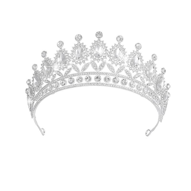European Style Bridal Crown Accessories Tiara Wedding Dress Tiara Alloy Rhinestone Headband Queen Birthday Party Crown
