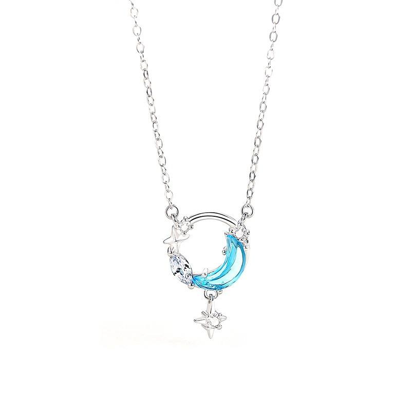 Fashion Light Luxury Star Moon Pendant Niche Design Clavicle Necklace For Women
