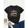 T-shirt damski w dużych rozmiarach z nadrukiem serca, Casualowy T-shirt z krótkim rękawem i okrągłym dekoltem, Odzież damska w dużych rozmiarach, Rozmiar europejski