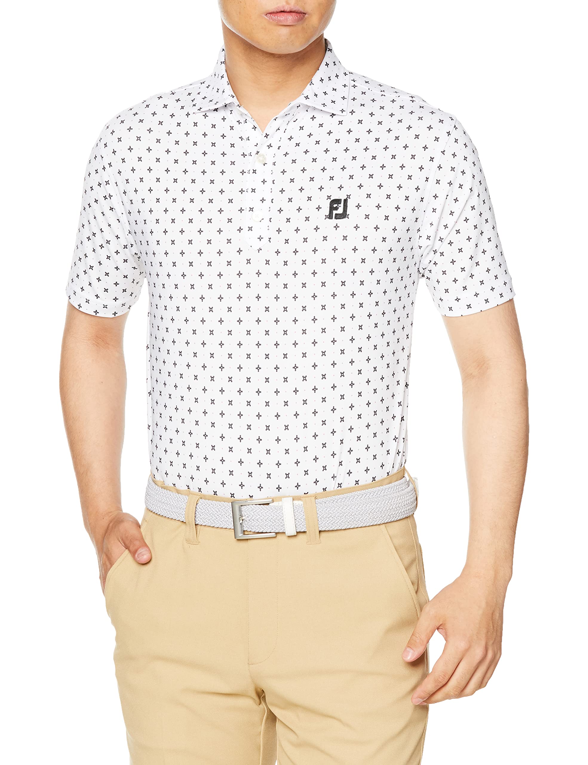 

FootJoy Modern Classic Engineered Print Short Sleeve Shirt, White, Men s XXL, 80437-XXL