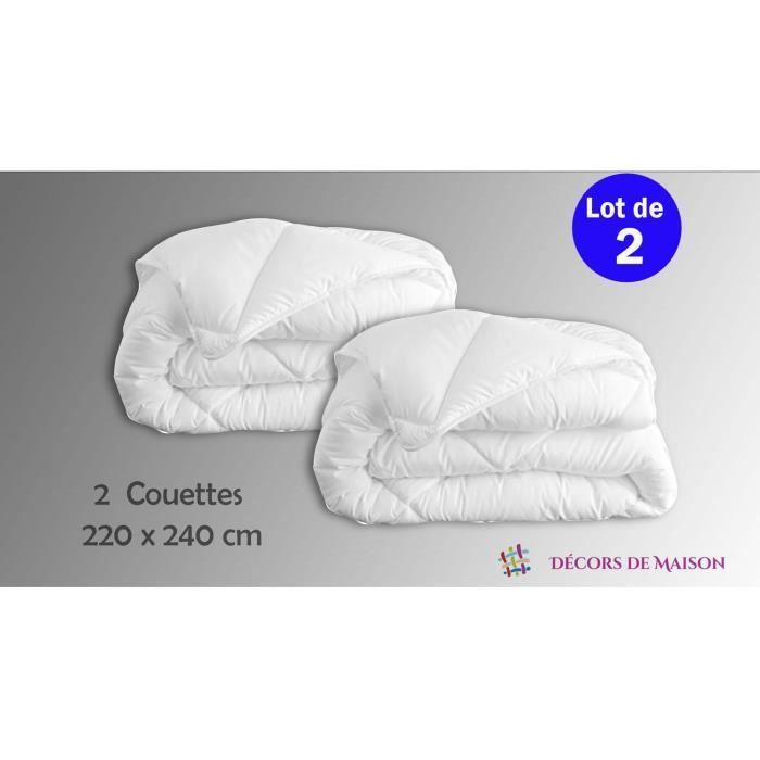 Lot de 2 Couettes 220x240cm - fabrication FRANÇAISE - 2 personnes – Blanc - Livraison gratuite