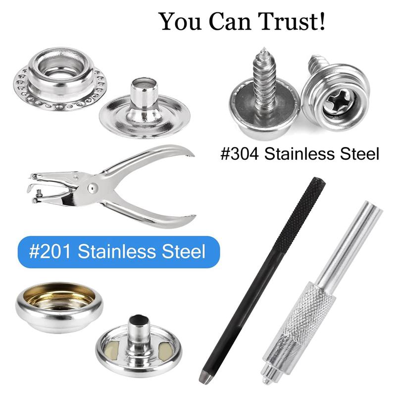 Good-Silver Canvas Snap Kit Marine Grade Stainless Steel Snaps,Screw Snaps,Boat Cover Snaps,Carpet Snap Kit With Setting Tool 31
