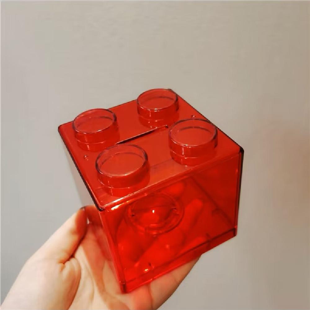 Stackable Building Block Piggy Bank - Transparent Plastic Coin Organizer for Kids & Adults