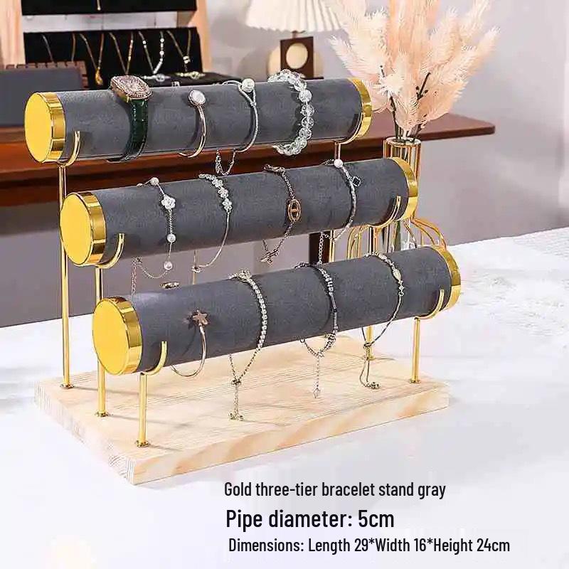 Premium Solid Wood Triple Layer Jewelry and Bracelet Display Stand