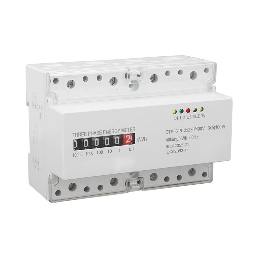 Electric Meter Din Rail 3 Phase 4 Wire KWh Energy Electricity Power Consumption Wattmeter 230V 400V