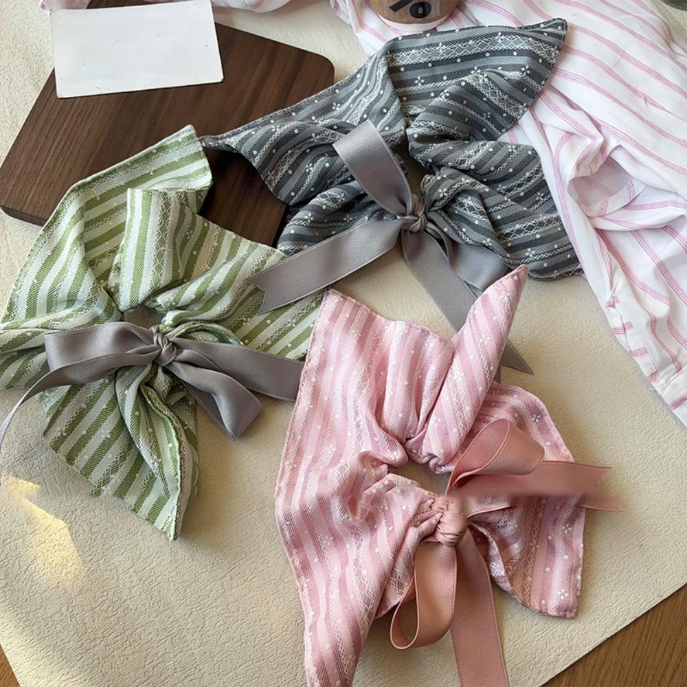 Korean Style Plaid Silk Ribbon Scrunchies Elastic Large Intestine Hair Ring Spring