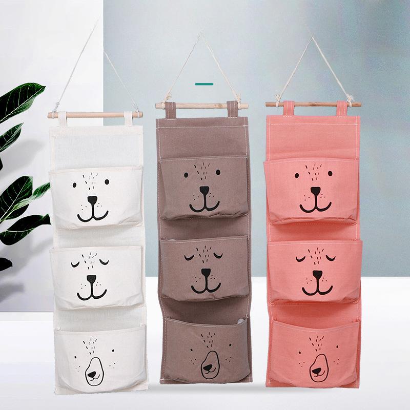 Hanging Storage Bag 3 Pocket Waterproof Hanging Organizer for Dorm Living Room Bathroom Home Fabric Wall Closet Organizer