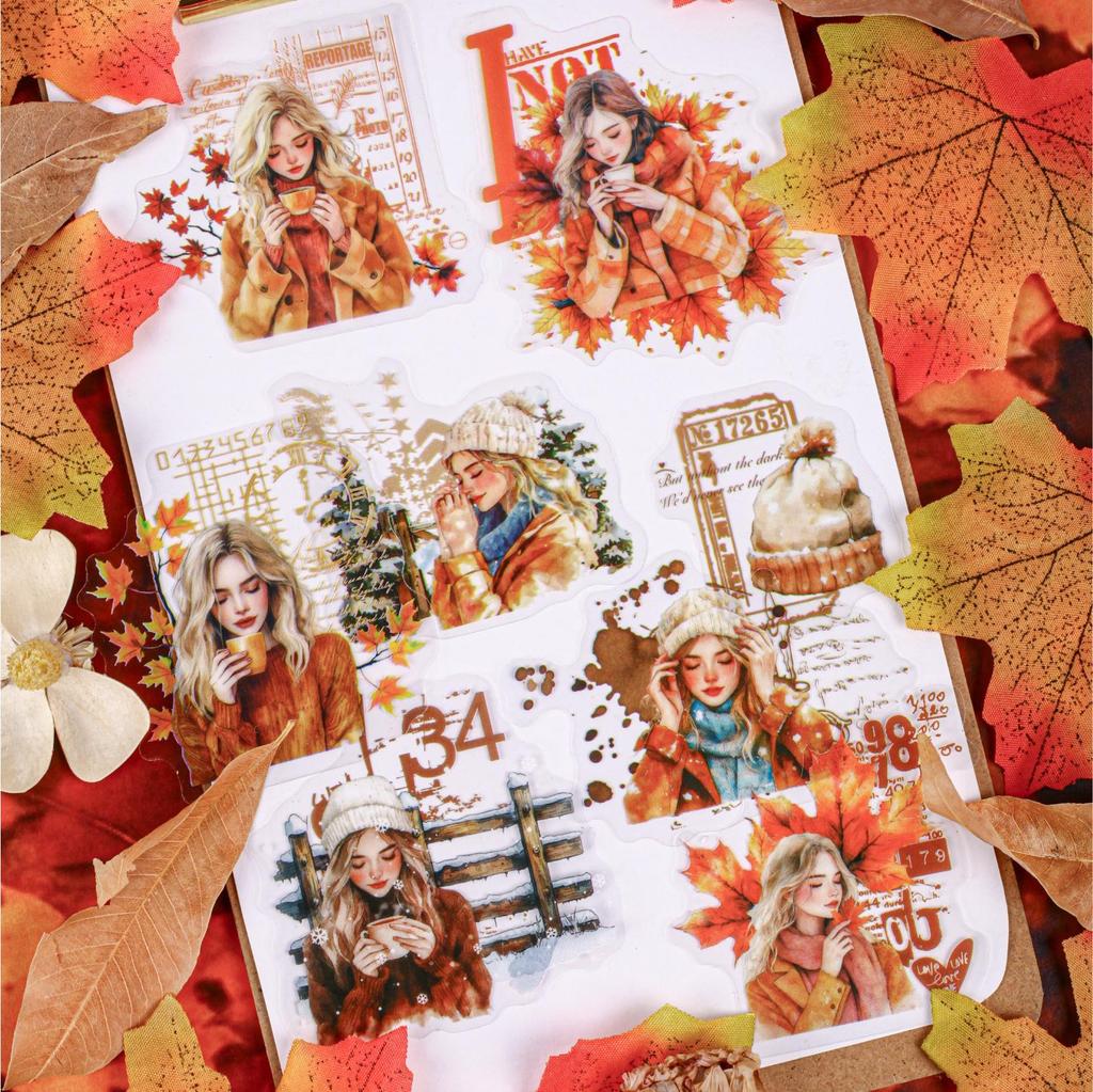 Curated Retro Winter Story Decorative Stickers – 16 Sheets for DIY Journals