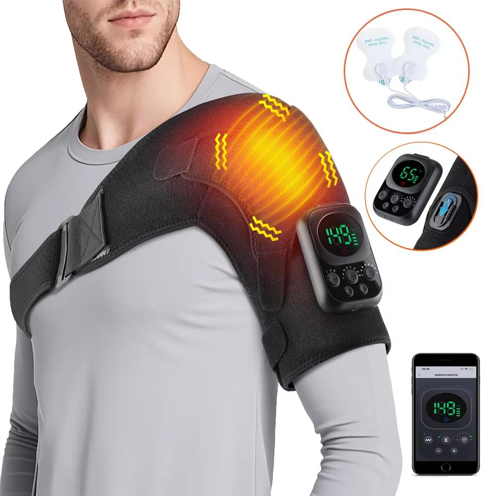 Electric Heating Shoulder Massager LED Display Vibration Massage Shoulder Support Belt Strap For Joint Brace Care Muscle Relax