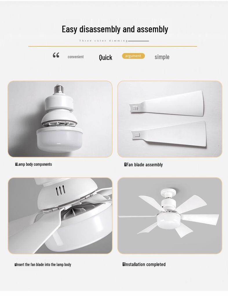 Six-Leaf Flower Pattern Ceiling Fan Light with Removable Blades, E27 Base, Ideal for Bedroom & Living Room.