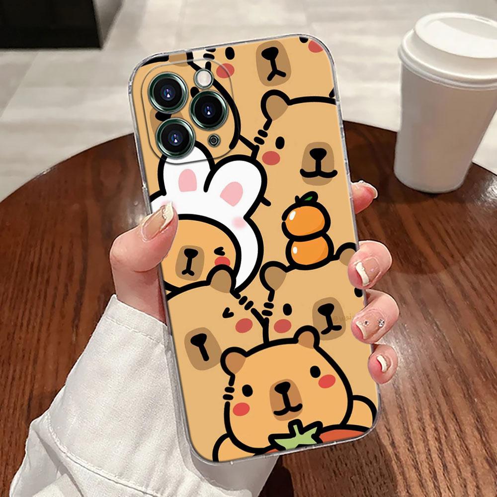 Capybara Cute Transparent Case For Apple iPhone 17 16 15 14 13 12 11 Pro Max 16 Plus 16E 17Air 17Pro Phone Cover Silicone Funda