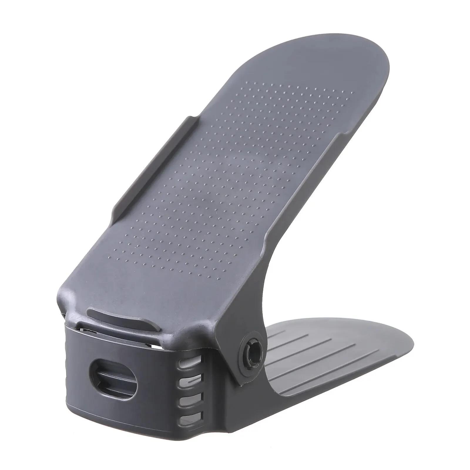 

Органайзер для обуви, Регулируемый штабелируемый органайзер для экономии места, Двухъярусный держатель для организации шкафа темно-серого