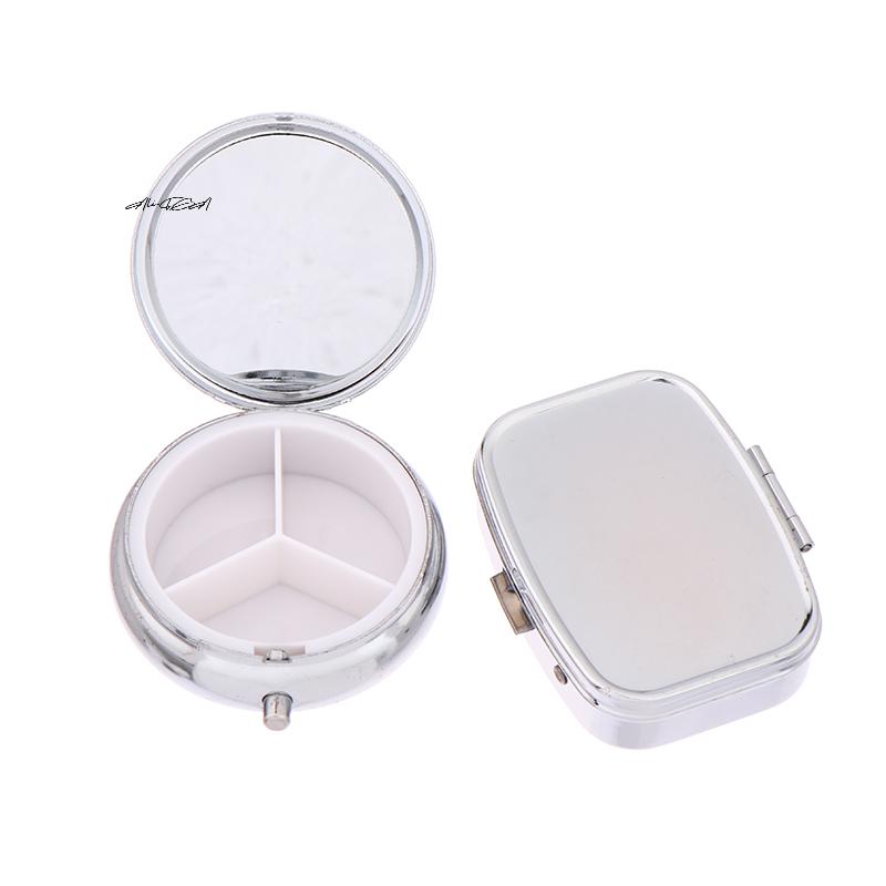 Waterproof Metal Pill Box Portable Rectangle round Shape Light-Weight Medicine Case Holder Container for Travel And Home Use