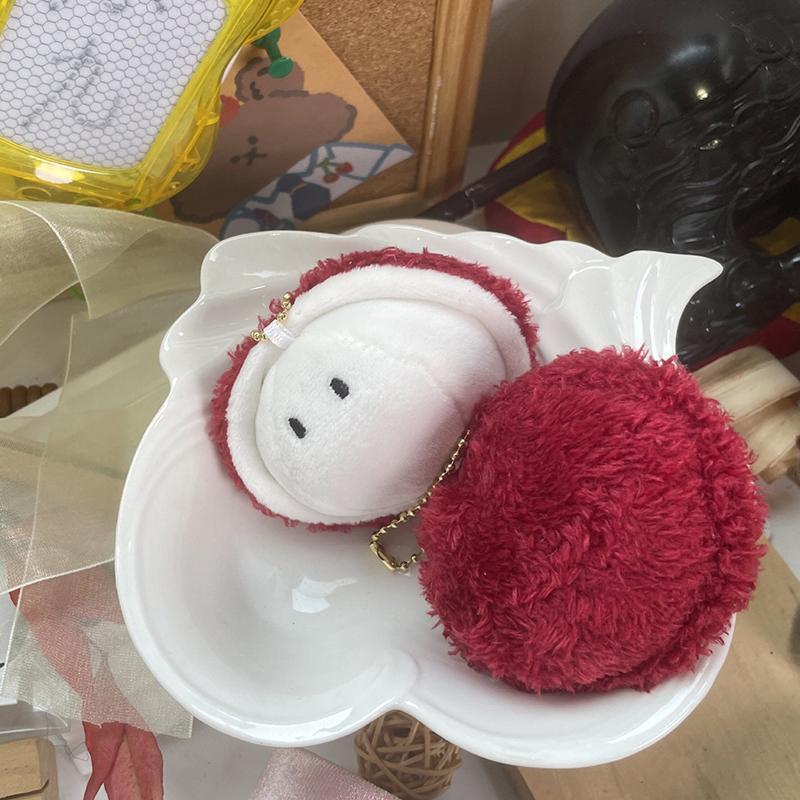 Lychee Plush Toy Keychain Cartoon Mini Lychee Soft Stuffed Doll Pendant Car Key Ring Backpack Bag Decor Kid Gift