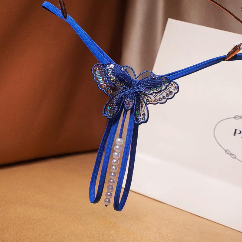 1 buc Lenjerie intimă pentru femei Tentație Transparentă Sexy Cracul deschis Modă Personalitate Tangas Chiloți Lanț de perle