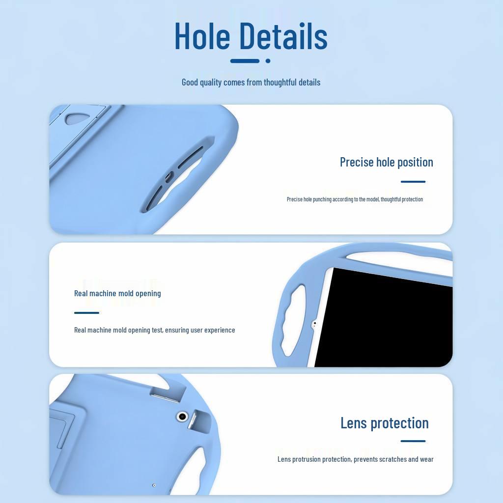 iPad 7/8/9 10.2 Silicone Protective Case with Stand and Three Handles - Drop-Proof Tablet Shell