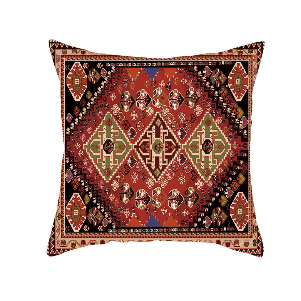 Retro Red Pattern Türkiye Persian Carpet Linen Pillowcase Ethnic Style Pillow Cushion Pillow Case