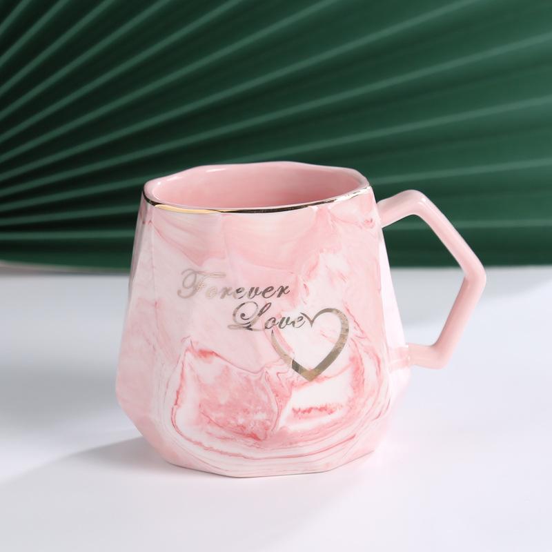 

Couple Double Cup Gift Box Set Diamond Marble Mug Gift Souvenir Printing 420ML