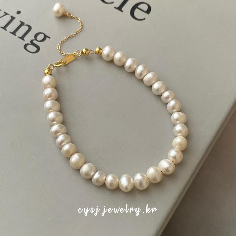 

Cui Yan Браслет из стерлингового серебра S925 в корейском стиле с пресноводным жемчугом - Женское нишевое бижутерное украшение в подарок