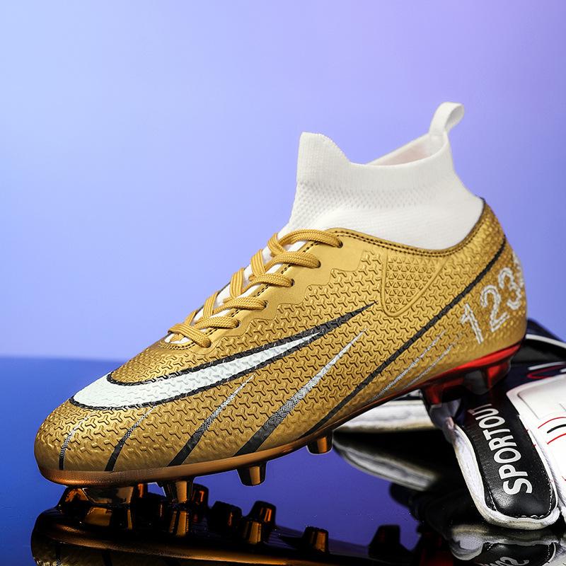 Ronaldo's New High-top Football Shoes Men's Broken Nails Children's Boys and Girls Adult Non-slip Competition Training Shoes