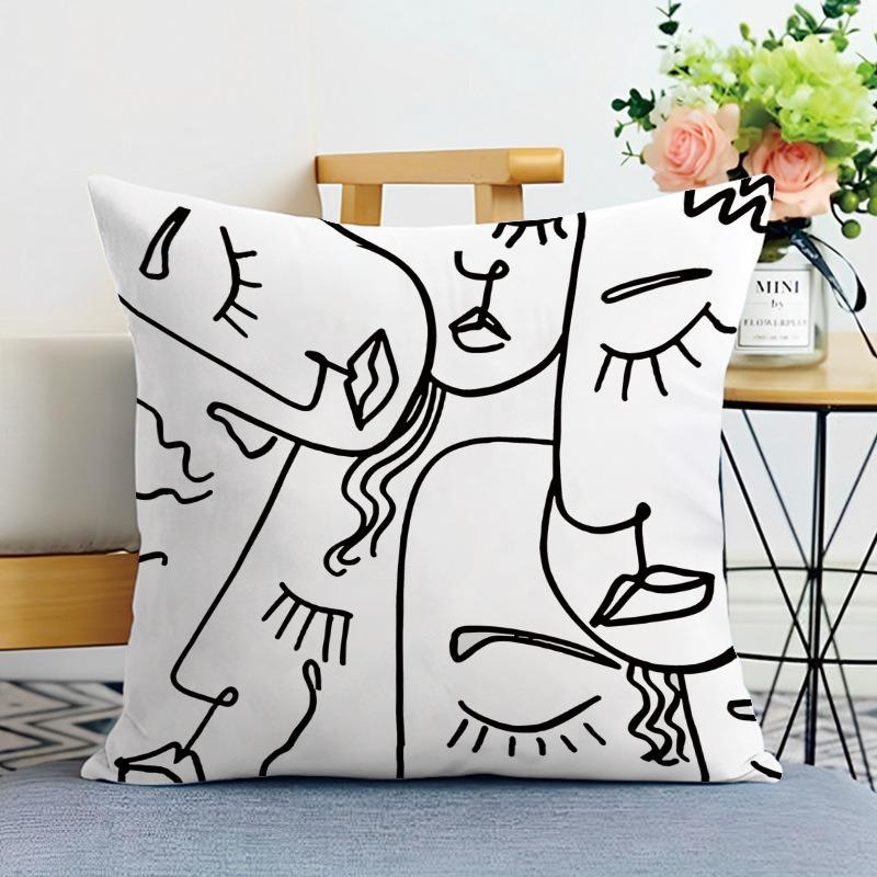 Black And White Ins Style Printed Decorative Pillowcase Bedroom Living Room Square Cushion Pillowcase