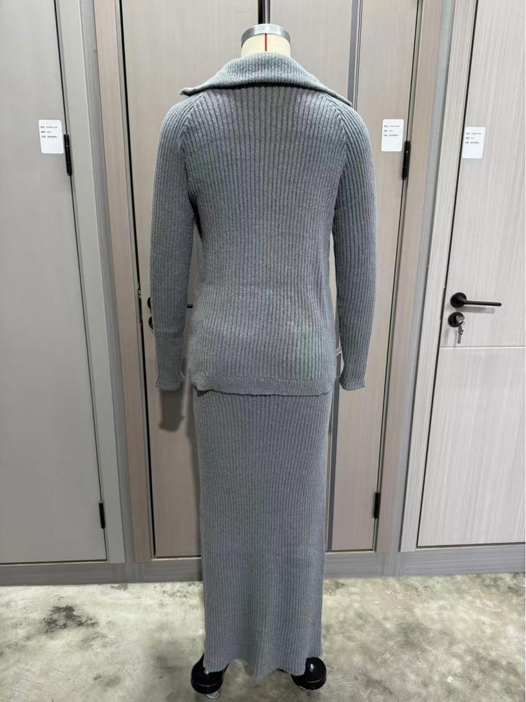 Autumn 2025 Women's Knit Sweater & Midi Skirt Set – European/American Fashion