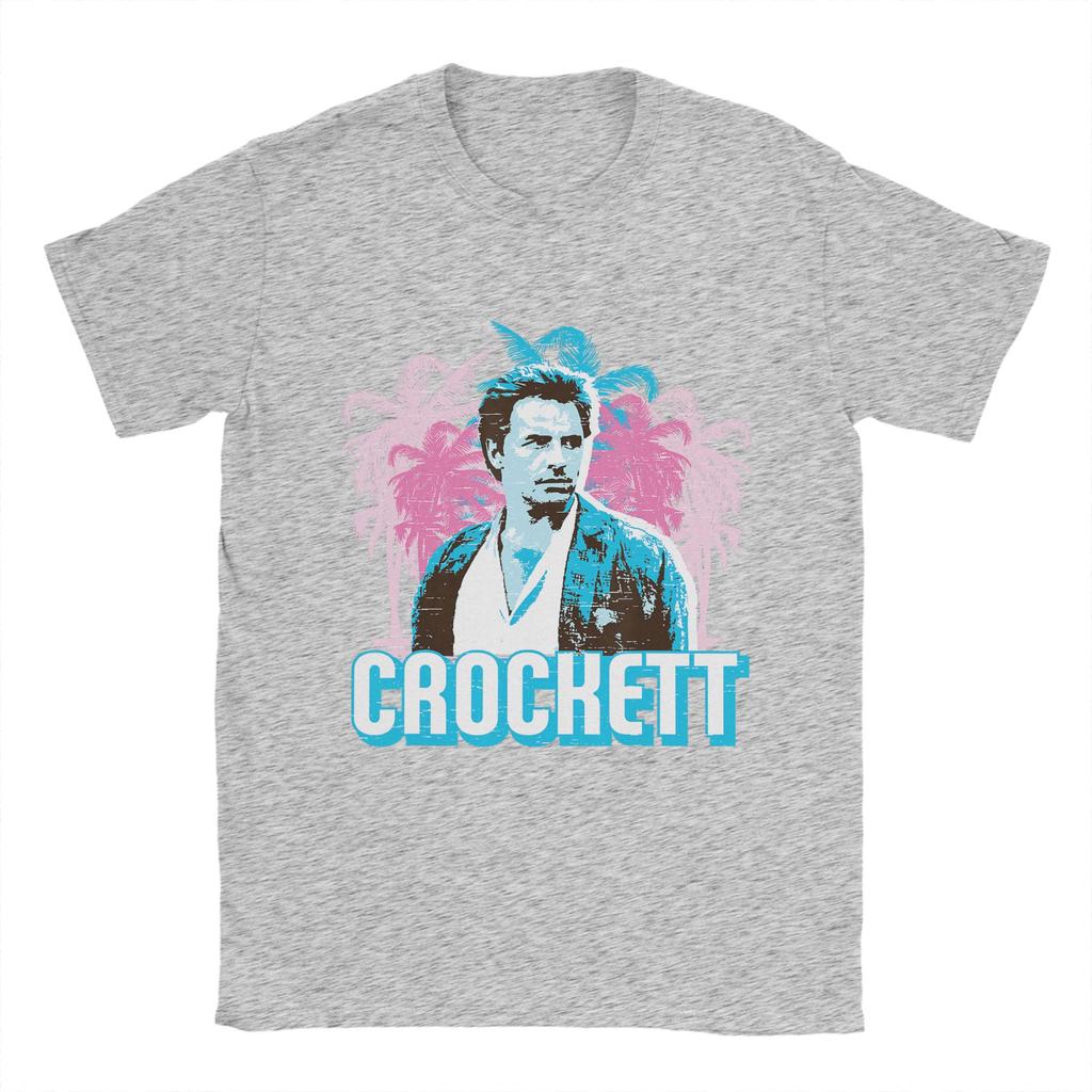 Miami Vice Crockett And Palm Tree Scenery Tshirt Summer Harajuku Tshirts Man Cotton O Neck Oversized Tees Short Sleeve Tops