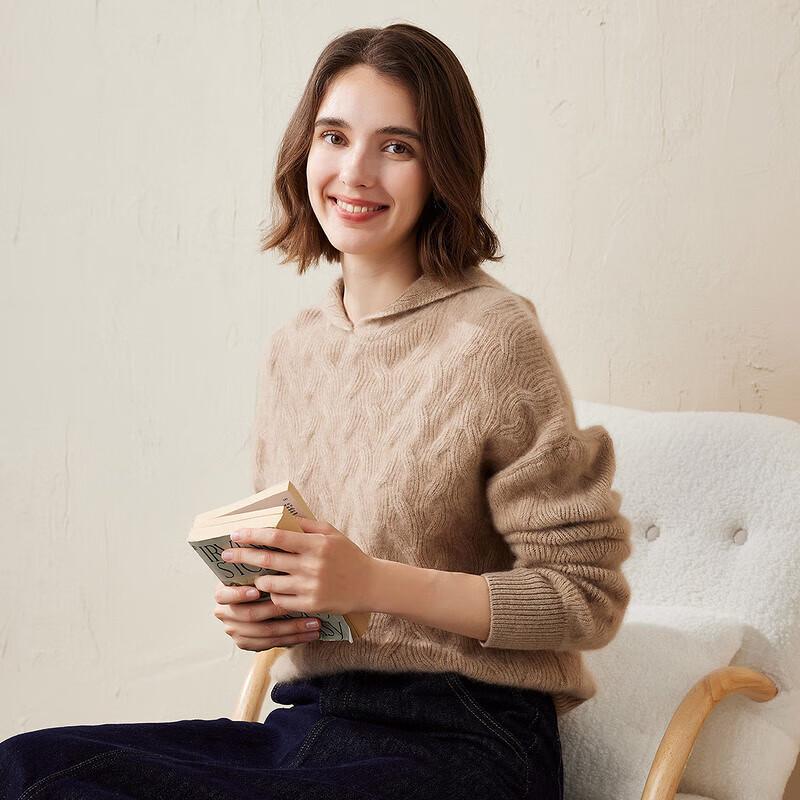 Komou Boka Women's Cable Knit Hooded Cashmere Sweater