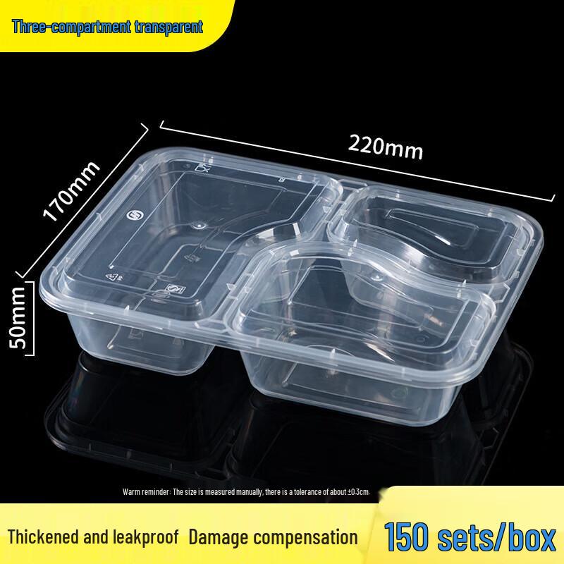 800ml Disposable 4-Compartment Meal Prep Containers with Lids