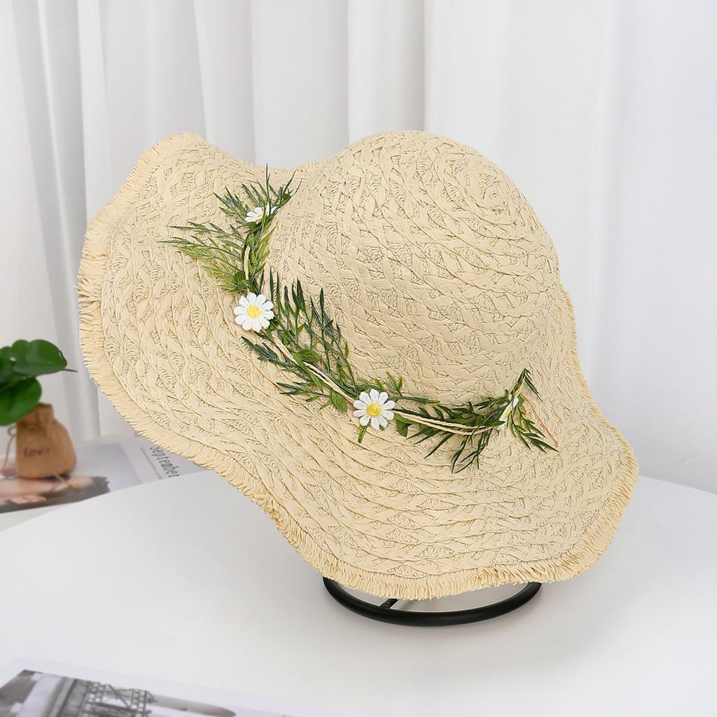 New Lafite Straw Hat Hand-woven Chrysanthemum Hat Women's Summer Vacation Versatile Big Eaves Sun Protection Beach Hat