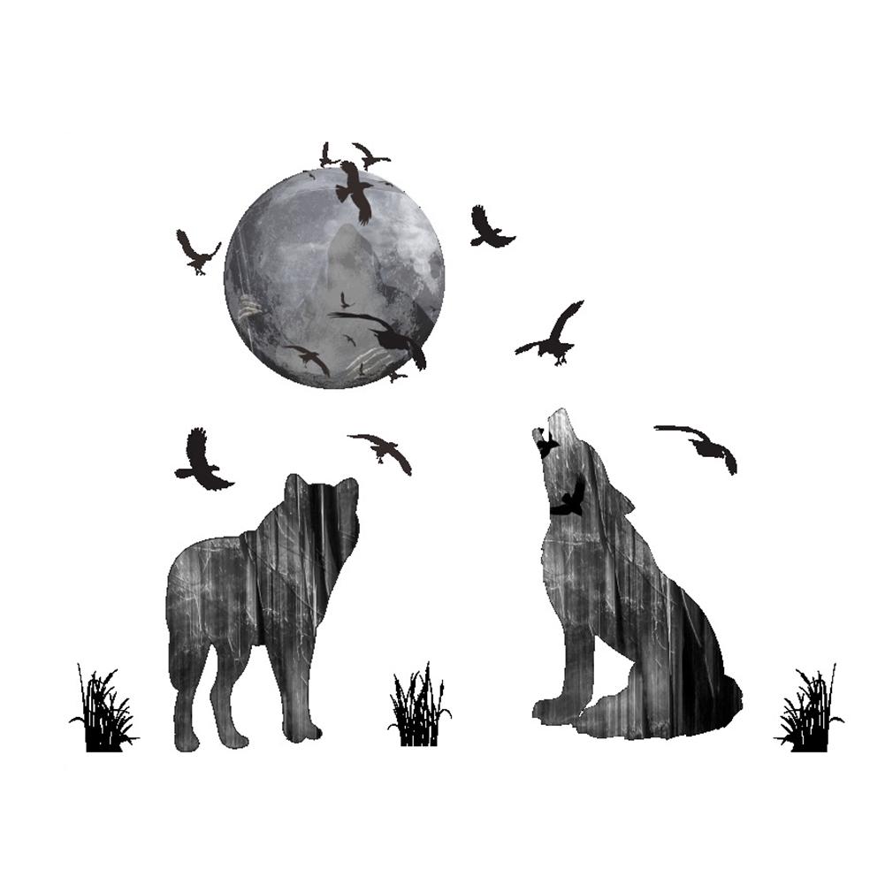 Moon Wolf Wall Sticker Living Room Bedroom Home Background Home Wall Sticker ARI