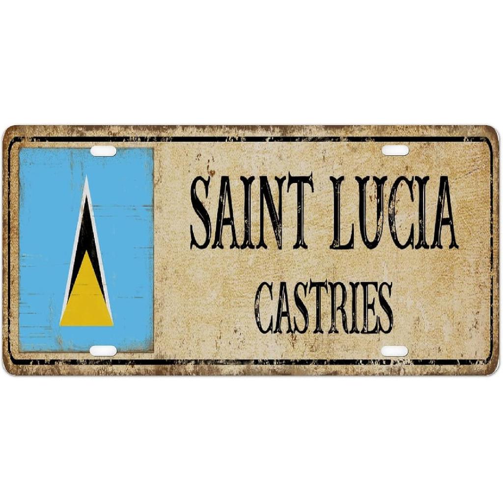 Saint Lucia Vanity License Plates National Flag Castries Vintage Metal License Plate Country Souvenir Gift Aluminum Metal License Plate Car Tag to