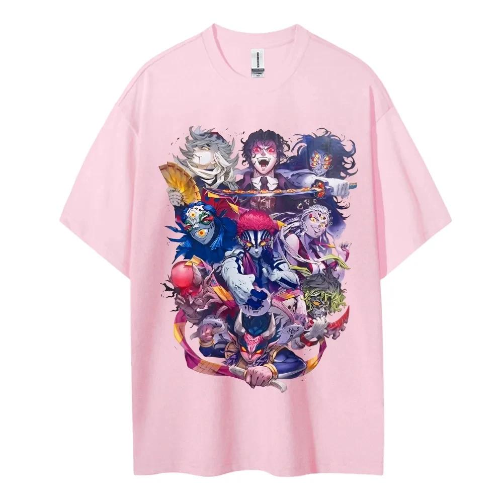 Hot Sale Anime Peripherals Demon Slayer Manga Graphic Print Short-sleeved Men Women Cotton Comfortable Soft Loose Casual Oversized Top Summer New Tee