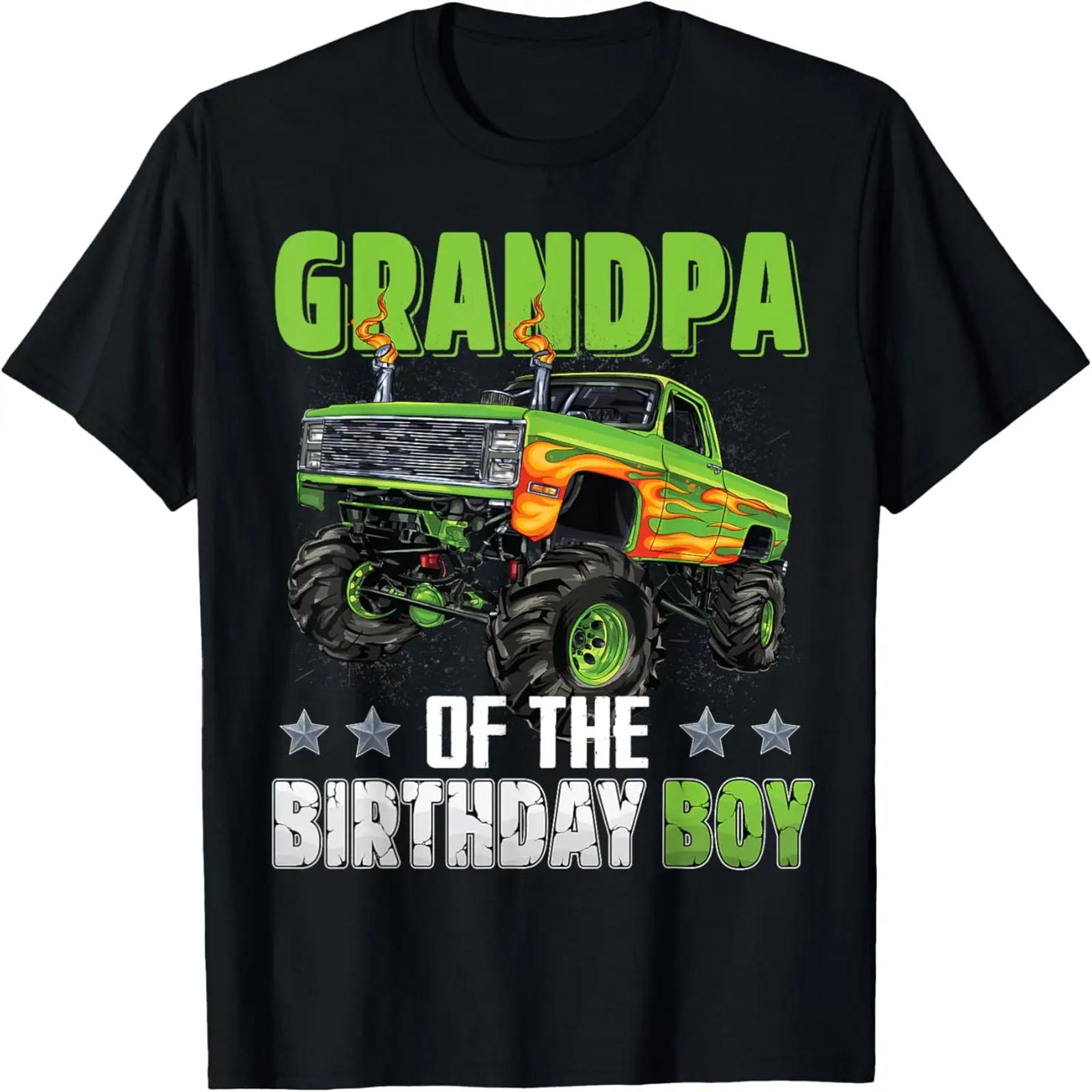 Grandpa of Birthday Boy Monster Truck Car Family Matching T-Shirt S